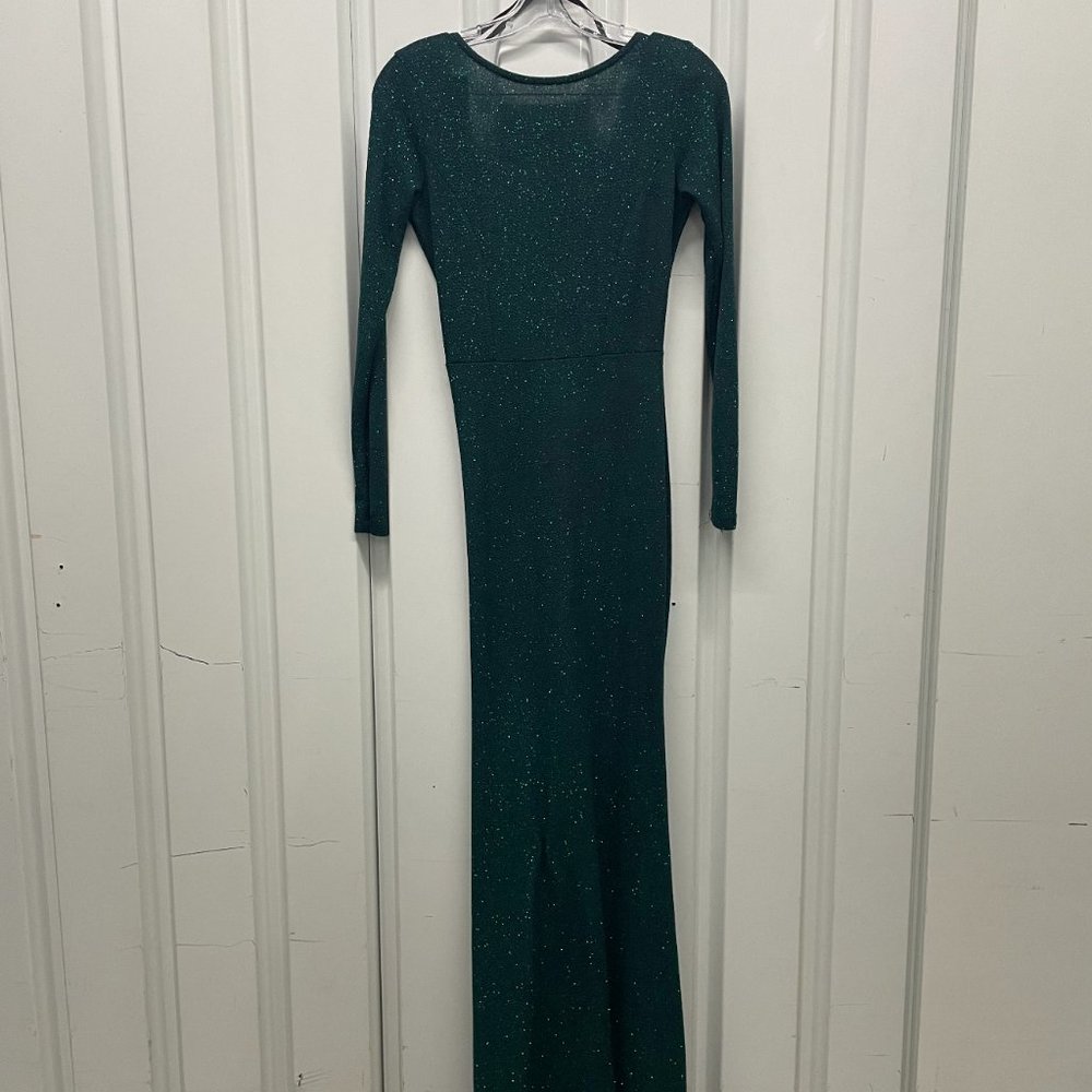 Midnight green, long sleeve, sparkle, full length, with stretch